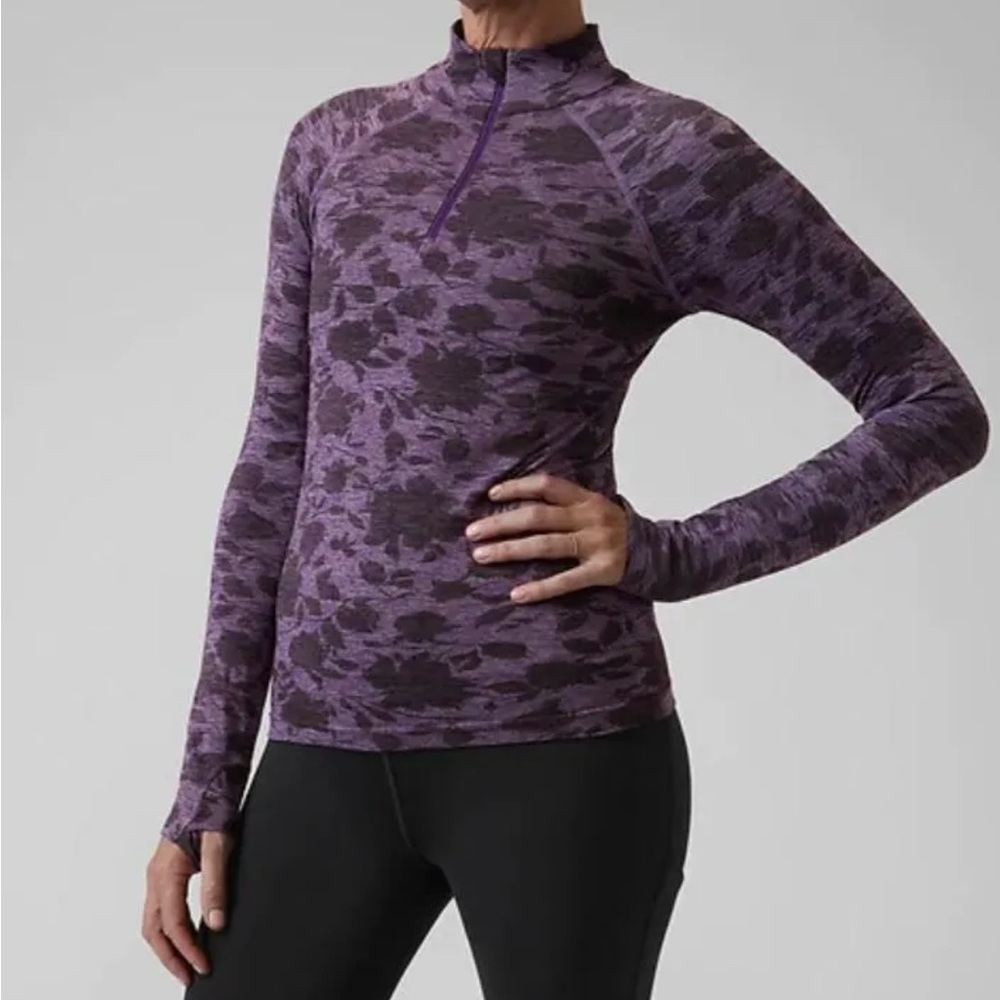 Athleta Momentum Floral Half Zip Top